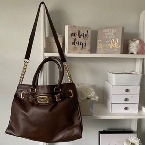 Michael Kors Hamilton Tote Satchel-Dark Brown